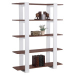 Ellise-Bookcase-Display-Stand-In-Matte-Walnut-And-White